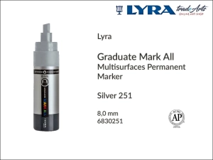 Marker wodny płaski metaliczny do wszystkich powierzchni Lyra Graduate Mark All, kolor: Silver 251, szerokość 8,0 mm 