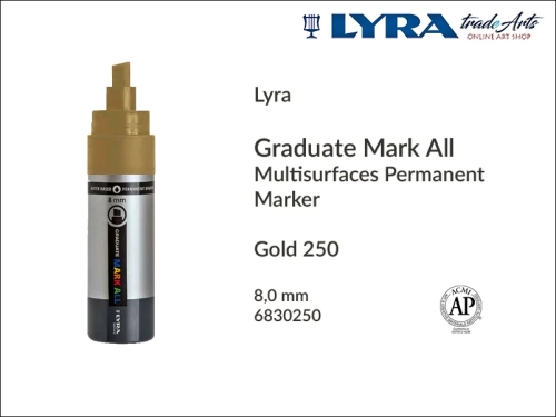 Lyra Graduate Mark All markery metaliczne do wszystkich powierzchni, markery metaliczne do wszystkich powierzchni Lyra Graduate Mark All, Lyra Graduate Mark All marker metaliczny 8 mm Gold 250, markery, pisaki, marker y wodne,