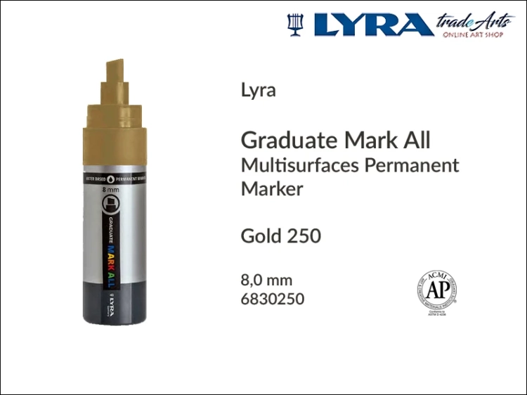 Lyra Graduate Mark All markery metaliczne do wszystkich powierzchni, markery metaliczne do wszystkich powierzchni Lyra Graduate Mark All, Lyra Graduate Mark All marker metaliczny 8 mm Gold 250, markery, pisaki, marker y wodne,