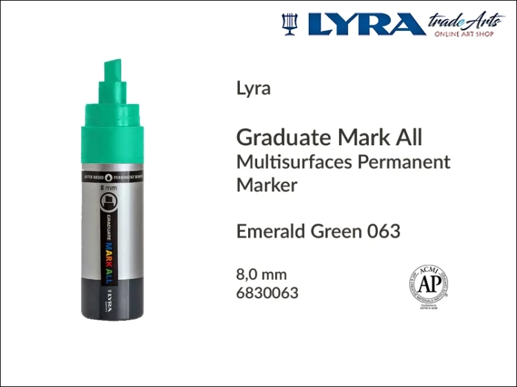Lyra Graduate Mark All markery wodne do wszystkich powierzchni, markery wodne do wszystkich powierzchni Lyra Graduate Mark All, Lyra Graduate Mark All wodny 8 mm Emerald Green 063, markery, pisaki, marker y wodne,