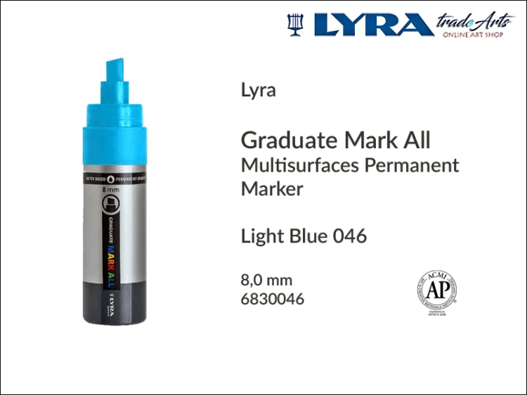 Lyra Graduate Mark All markery wodne do wszystkich powierzchni, markery wodne do wszystkich powierzchni Lyra Graduate Mark All, Lyra Graduate Mark All wodny 8 mm Light Blue 046, markery, pisaki, marker y wodne,