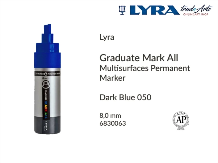 Lyra Graduate Mark All markery wodne do wszystkich powierzchni, markery wodne do wszystkich powierzchni Lyra Graduate Mark All, Lyra Graduate Mark All wodny 8 mm Dark Blue 050, markery, pisaki, marker y wodne,