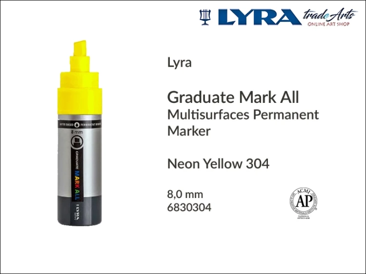Lyra Graduate Mark All markery neonowe do wszystkich powierzchni, markery neonowe do wszystkich powierzchni Lyra Graduate Mark All, Lyra Graduate Mark All neonowy 8 mm Neon Yellow 304, markery, pisaki, marker y wodne,