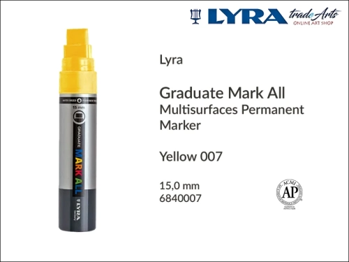 Lyra Graduate Mark All markery wodne do wszystkich powierzchni, markery wodne do wszystkich powierzchni Lyra Graduate Mark All, Lyra Graduate Mark All wodny 15,0 mm Yellow 007, markery, pisaki, markery wodne,