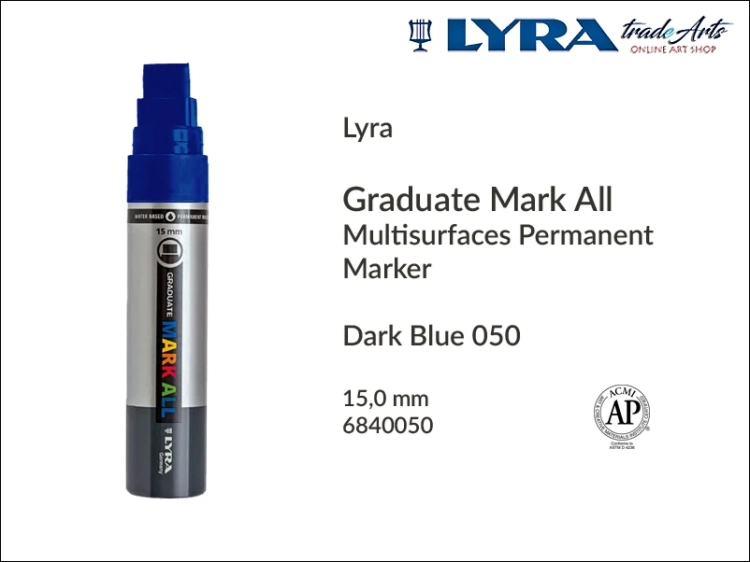 Lyra Graduate Mark All markery wodne do wszystkich powierzchni, markery wodne do wszystkich powierzchni Lyra Graduate Mark All, Lyra Graduate Mark All wodny 15,0 mm Dark Blue 050, markery, pisaki, markery wodne,