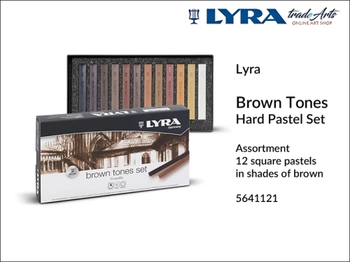 Lyra Brown Tones Hard Pastel Set, pastele kwadratowe odcienie brązowe Lyra 12 szt., Lyra zestaw pasteli kwadratowych odcienie brązowe, komplet pasteli w brązie Lyra Brown Tones Pastel Set,  pastele brązowe, pastele Lyra, pastele twarde,
