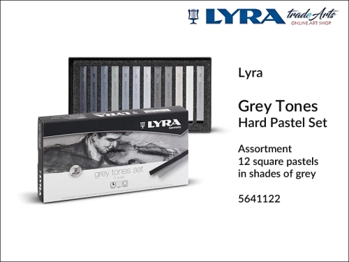 Lyra Grey Tones Hard Pastel Set, pastele kwadratowe odcienie szarości Lyra 12 szt., Lyra zestaw pasteli kwadratowych odcienie szarości, komplet pasteli w szarych Lyra Brown Tones Pastel Set,  pastele w szarości, pastele Lyra, pastele twarde,