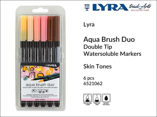 Lyra Aqua Brush Duo Skin Tones double tip markers, markery odcienie skóry Lyra Aqua Brush Duo Skin Tones, Lyra Aqua Brush Duo Skin Tones odcienie skóry 6 markerów, markery Skin Tones Lyra Aqua Brush Duo, flamastry, pisaki, Lyra,