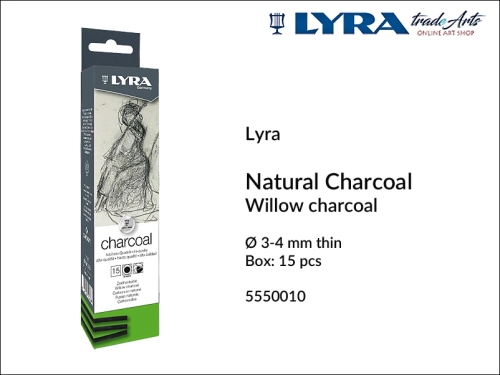 Lyra Willow Charcoal Thin Ø 3-4 mm, węgiel rysunkowy wierzbowy Ø 3-4 mm Lyra Willow Charcoal, Lyra Willow Charcoal węgiel do szkicu Ø 3-4 mm, węgiel drzewny cienki Ø 3-4 mm Lyra Willow Charcola, węgiel drzewny, szkic, rysunek, Lyra,