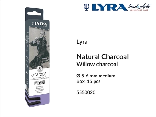 Lyra Willow Charcoal Medium Ø 5-6 mm, węgiel rysunkowy wierzbowy Ø 5-6 mm Lyra Willow Charcoal, Lyra Willow Charcoal węgiel do szkicu Ø 5-6 mm, węgiel drzewny medium Ø 5-6 mm Lyra Willow Charcola, węgiel drzewny, szkic, rysunek, Lyra,