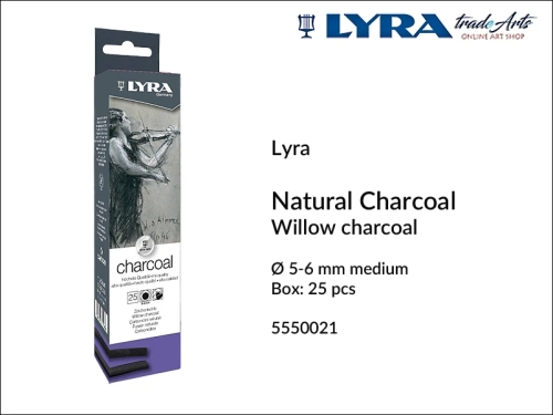 Lyra Willow Charcoal Medium Ø 5-6 mm, węgiel rysunkowy wierzbowy Ø 5-6 mm Lyra Willow Charcoal, Lyra Willow Charcoal węgiel do szkicu Ø 5-6 mm, węgiel drzewny medium Ø 5-6 mm Lyra Willow Charcola, węgiel drzewny, szkic, rysunek, Lyra,