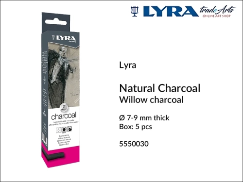 Lyra Willow Charcoal Thick Ø 7-9 mm, węgiel rysunkowy wierzbowy Ø 7-9mm Lyra Willow Charcoal, Lyra Willow Charcoal węgiel do szkicu Ø 7-9 mm, węgiel drzewny gruby Ø 7-9 mm Lyra Willow Charcoal, węgiel drzewny, szkic, rysunek, Lyra,