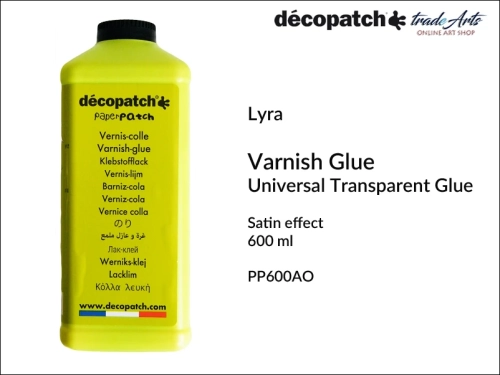 Decopatch  Transparent Varnish Glue 600 ml,  klej werniksowy transparentny uniwersalny 600 ml Decopatch, Decopatch klej werniksowy przezroczysty 600 ml, klej werniksowy uniwersalny, klej, klej transparentny, klej do decoupage,