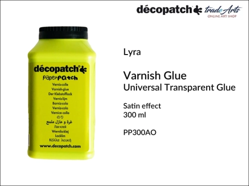 Decopatch  Transparent Varnish Glue 300 ml,  klej werniksowy transparentny uniwersalny 300 ml Decopatch, Decopatch klej werniksowy przezroczysty 300 ml, klej werniksowy uniwersalny, klej, klej transparentny, klej do decoupage,