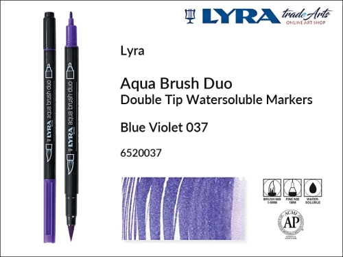 Lyra Aqua Brush Duo marker Blue Violet 037, marker wodny Blue Violet 037 Lyra Aqua Brush Duo, marker wodny akwarelowy Lyra Aqua Brush Duo, Lyra Aqua Brush Duo marker wodny akwarelowy Blue Violet 037, marker, pisak, flamaster, grafika, akwarela,