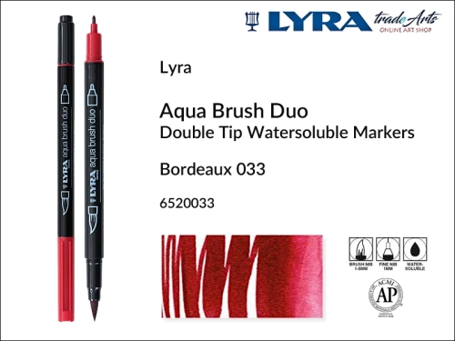 Lyra Aqua Brush Duo marker Bordeaux 033, marker wodny Bordeaux 033 Lyra Aqua Brush Duo, marker wodny akwarelowy Lyra Aqua Brush Duo, Lyra Aqua Brush Duo marker wodny akwarelowy Bordeaux 033, marker, pisak, flamaster, grafika, akwarela,