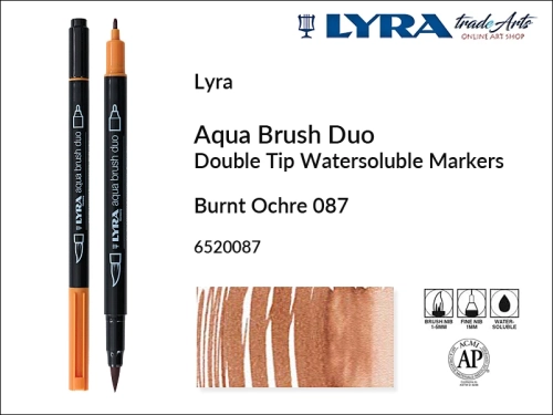 Lyra Aqua Brush Duo marker Burnt Ochre 087, marker wodny Burnt Ochre 087 Lyra Aqua Brush Duo, marker wodny akwarelowy Lyra Aqua Brush Duo, Lyra Aqua Brush Duo marker wodny akwarelowy Burnt Ochre 087, marker, pisak, flamaster, grafika, akwarela,