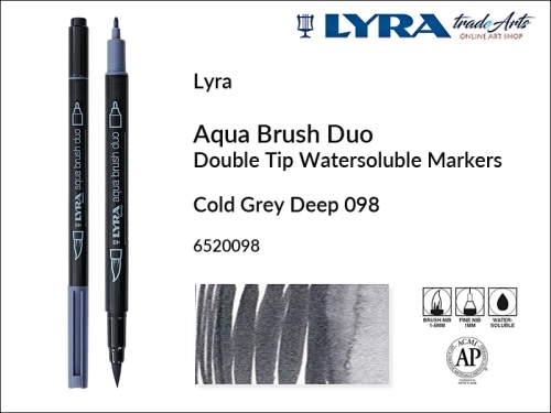 Lyra Aqua Brush Duo marker Cold Grey Deep 098, pisak wodny pędzelkowy Cold Grey Deep 098 Lyra Aqua Brush Duo, marker wodny pędzelkowy akwarelowy Lyra Aqua Brush Duo, Lyra Aqua Brush Duo marker wodny akwarelowy Cold Grey Deep 098, pisak, akwarela,