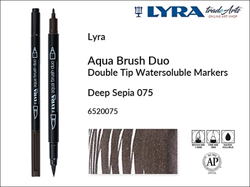 Lyra Aqua Brush Duo marker Deep Sepia 075, pisak wodny pędzelkowy Deep Sepia 075 Lyra Aqua Brush Duo, marker wodny pędzelkowy akwarelowy Lyra Aqua Brush Duo, Lyra Aqua Brush Duo marker wodny akwarelowy Deep Sepia 075, pisak, akwarela,