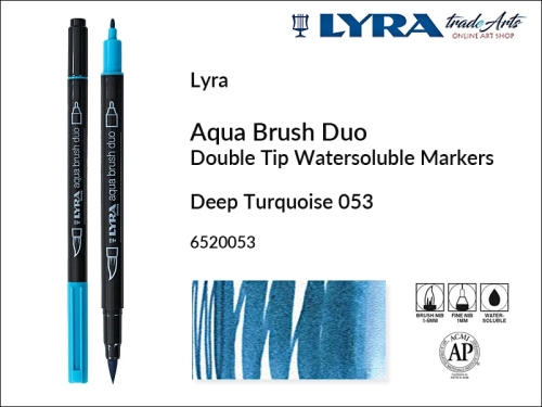 Lyra Aqua Brush Duo marker Deep Turquoise 053, pisak wodny pędzelkowy Deep Turquoise 053 Lyra Aqua Brush Duo, marker wodny pędzelkowy akwarelowy Lyra Aqua Brush Duo, Lyra Aqua Brush Duo marker wodny akwarelowy Deep Turquoise 053, pisak, akwarela,
