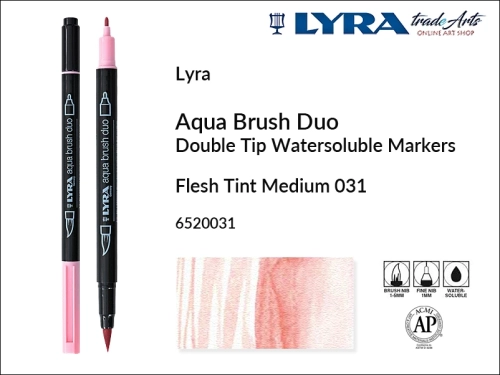 Lyra Aqua Brush Duo marker Flesh Tint Medium 031, pisak wodny pędzelkowy Flesh Tint Medium 031 Lyra Aqua Brush Duo, marker wodny pędzelkowy akwarelowy Lyra Aqua Brush Duo, Lyra Aqua Brush Duo marker wodny akwarelowy Flesh Tint Medium 031, pisak, akwarela,