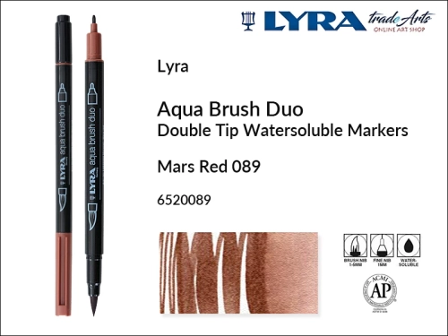 Lyra Aqua Brush Duo marker Mars Red 089, pisak wodny pędzelkowy Mars Red 089 Lyra Aqua Brush Duo, marker wodny pędzelkowy akwarelowy Lyra Aqua Brush Duo, Lyra Aqua Brush Duo marker wodny akwarelowy Mars Red 089, pisak, akwarela,
