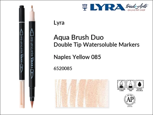Lyra Aqua Brush Duo marker Naples Yellow 085, pisak wodny pędzelkowy Naples Yellow 085 Lyra Aqua Brush Duo, marker wodny pędzelkowy akwarelowy Lyra Aqua Brush Duo, Lyra Aqua Brush Duo marker wodny akwarelowy Naples Yellow 085, pisak, akwarela,