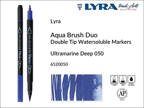 Lyra Aqua Brush Duo marker Ultramarine Deep 050, pisak wodny pędzelkowy Ultramarine Deep 050 Lyra Aqua Brush Duo, marker wodny pędzelkowy akwarelowy Lyra Aqua Brush Duo, Lyra Aqua Brush Duo marker wodny akwarelowy Ultramarine Deep 050, pisak, akwarela,