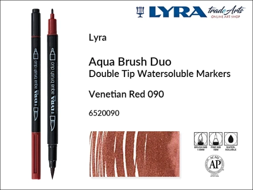 Lyra Aqua Brush Duo marker Venetian Red 090, pisak wodny pędzelkowy Venetian Red 090 Lyra Aqua Brush Duo, marker wodny pędzelkowy akwarelowy Lyra Aqua Brush Duo, Lyra Aqua Brush Duo marker wodny akwarelowy Venetian Red 090, pisak, akwarela,
