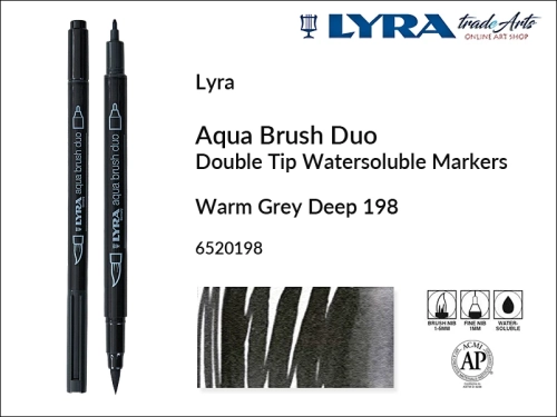 Lyra Aqua Brush Duo marker Warm Grey Deep 198, pisak wodny pędzelkowy Warm Grey Deep 198 Lyra Aqua Brush Duo, marker wodny pędzelkowy akwarelowy Lyra Aqua Brush Duo, Lyra Aqua Brush Duo marker wodny akwarelowy Warm Grey Deep 198, pisak, akwarela,