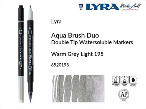 Lyra Aqua Brush Duo marker Warm Grey Light 195, pisak wodny pędzelkowy Warm Grey Light 195 Lyra Aqua Brush Duo, marker wodny pędzelkowy akwarelowy Lyra Aqua Brush Duo, Lyra Aqua Brush Duo marker wodny akwarelowy Warm Grey Light 195, pisak, akwarela,