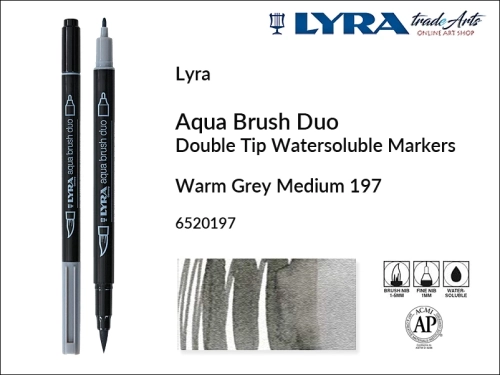 Lyra Aqua Brush Duo marker Warm Grey Medium 197, pisak wodny pędzelkowy Warm Grey Medium 197 Lyra Aqua Brush Duo, marker wodny pędzelkowy akwarelowy Lyra Aqua Brush Duo, Lyra Aqua Brush Duo marker wodny akwarelowy Warm Grey Medium 197, pisak,
