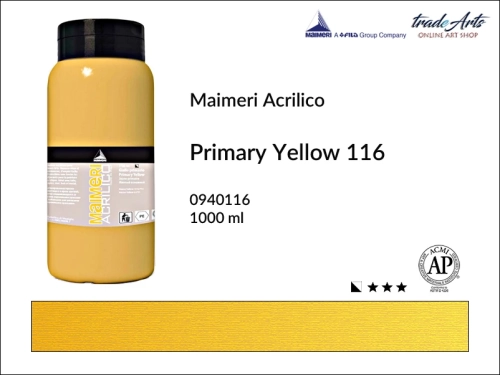 Farba akrylowa 1000 ml Maimeri Acrilico, Maimeri Acrilico - farba akrylowa 1000 ml, farby akrylowe 1000 ml, farby akrylowe, farba, akryle, Maimeri Acrilico Primary Yellow 116 opak. 1000 ml, tradearts,