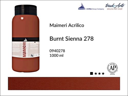 Farba akrylowa 1000 ml Maimeri Acrilico, Maimeri Acrilico - farba akrylowa 1000 ml, farby akrylowe 1000 ml, farby akrylowe, farba, akryle, Maimeri Acrilico Burnt Sienna 278 opak. 1000 ml, tradearts,