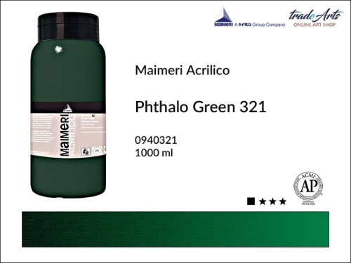 Farba akrylowa 1000 ml Maimeri Acrilico, Maimeri Acrilico - farba akrylowa 1000 ml, farby akrylowe 1000 ml, farby akrylowe, farba, akryle, Maimeri Acrilico Phthalo Green 321 opak. 1000 ml, tradearts,