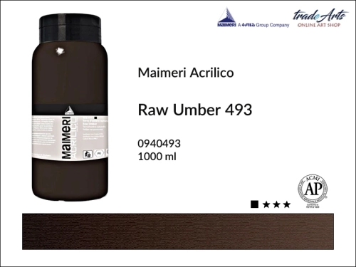 Farba akrylowa 1000 ml Maimeri Acrilico, Maimeri Acrilico - farba akrylowa 1000 ml, farby akrylowe 1000 ml, farby akrylowe, farba, akryle, Maimeri Acrilico Raw Umber 493 opak. 1000 ml, tradearts,