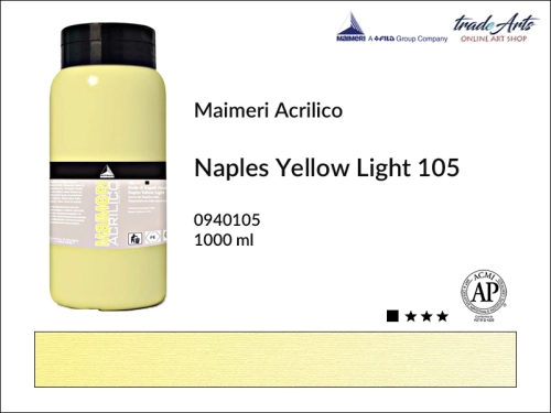 Farba akrylowa 1000 ml Maimeri Acrilico, Maimeri Acrilico - farba akrylowa 1000 ml, farby akrylowe 1000 ml, farby akrylowe, farba, akryle, Maimeri Acrilico Naples Yellow Light 105 opak. 1000 ml, tradearts,