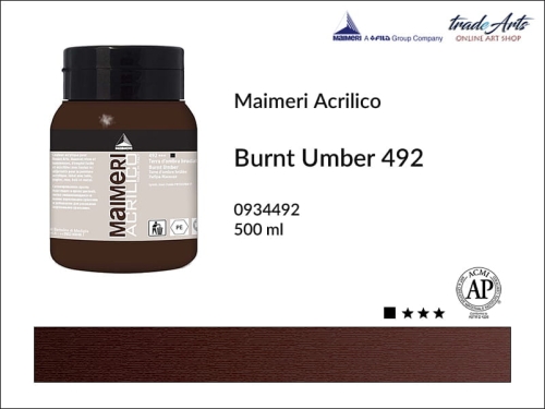 Farba akrylowa Burnt Umber 492 Maimeri Acrilico opak. 500 ml, Maimeri Acrilico farba akrylowa Burnt Umber 492 opak. 500 ml,  farba akrylowa w tubach, farby akrylowe Maimeri Acrilico, Maimeri Acrilico, tradearts,