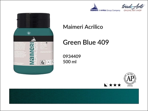 Farba akrylowa Green Blue 409 Maimeri Acrilico opak. 500 ml, Maimeri Acrilico farba akrylowa Green Blue 409 opak. 500 ml,  farba akrylowa w tubach, farby akrylowe Maimeri Acrilico, Maimeri Acrilico, tradearts,