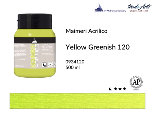 Farba akrylowa Yellow Greenish 120 Maimeri Acrilico opak. 500 ml, Maimeri Acrilico farba akrylowa Yellow Greenish 120 opak. 500 ml,  farba akrylowa w tubach, farby akrylowe Maimeri Acrilico, Maimeri Acrilico, tradearts,