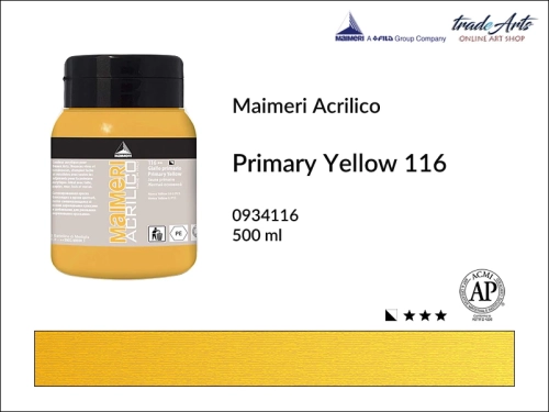 Farba akrylowa Primary Yellow 116 Maimeri Acrilico opak. 500 ml, Maimeri Acrilico farba akrylowa Primary Yellow 116 opak. 500 ml,  farba akrylowa w tubach, farby akrylowe Maimeri Acrilico, Maimeri Acrilico, tradearts,