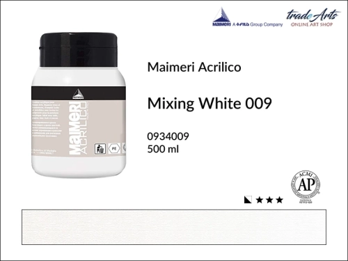 Farba akrylowa Mixing White 009 Maimeri Acrilico opak. 500 ml, Maimeri Acrilico farba akrylowa Mixing White 009 opak. 500 ml,  farba akrylowa w tubach, farby akrylowe Maimeri Acrilico, Maimeri Acrilico, tradearts,