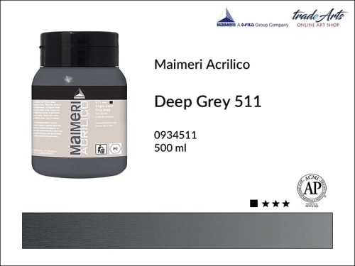 Farba akrylowa Deep Grey 511 Maimeri Acrilico opak. 500 ml, Maimeri Acrilico farba akrylowa Deep Grey 511 opak. 500 ml,  farba akrylowa w tubach, farby akrylowe Maimeri Acrilico, Maimeri Acrilico, tradearts,