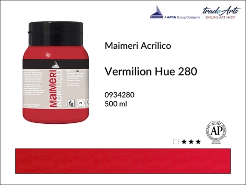Farba akrylowa Vermillion Hue 280 Maimeri Acrilico opak. 500 ml, Maimeri Acrilico farba akrylowa Vermillion Hue 280 opak. 500 ml,  farba akrylowa w tubach, farby akrylowe Maimeri Acrilico, Maimeri Acrilico, tradearts,