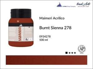 Farba akrylowa Maimeri Acrilico, kolor: Burnt Sienna 278, opak. 500 ml