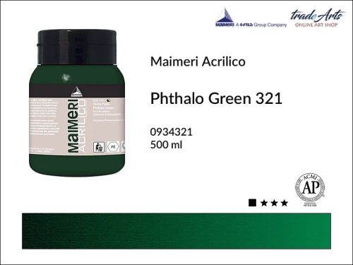 Farba akrylowa Phthalo Green 321 Maimeri Acrilico opak. 500 ml, Maimeri Acrilico farba akrylowa Phthalo Green 321 opak. 500 ml,  farba akrylowa w tubach, farby akrylowe Maimeri Acrilico, Maimeri Acrilico, tradearts,