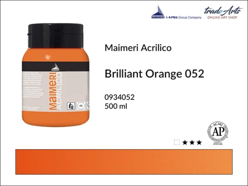Farba akrylowa Brilliant Orange 052 Maimeri Acrilico opak. 500 ml, Maimeri Acrilico farba akrylowa Brilliant Orange 052 opak. 500 ml,  farba akrylowa w tubach, farby akrylowe Maimeri Acrilico, Maimeri Acrilico, tradearts,