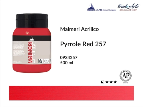 Farba akrylowa Pyrrole Red 257 Maimeri Acrilico opak. 500 ml, Maimeri Acrilico farba akrylowa Pyrrole Red 257 opak. 500 ml,  farba akrylowa w tubach, farby akrylowe Maimeri Acrilico, Maimeri Acrilico, tradearts,
