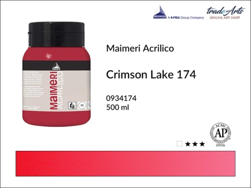 Farba akrylowa Crimson Lake 174 Maimeri Acrilico opak. 500 ml, Maimeri Acrilico farba akrylowa Crimson Lake 174 opak. 500 ml,  farba akrylowa w tubach, farby akrylowe Maimeri Acrilico, Maimeri Acrilico, tradearts,