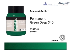 Farba akrylowa Maimeri Acrilico, kolor: Permanent Green Deep 340, opak. 500 ml
